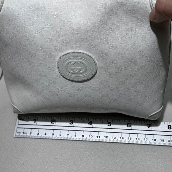 Vintage GUCCI White GG Monogram Coated Canvas Small Shoulder Crossbody Bag - Picture 13 of 16